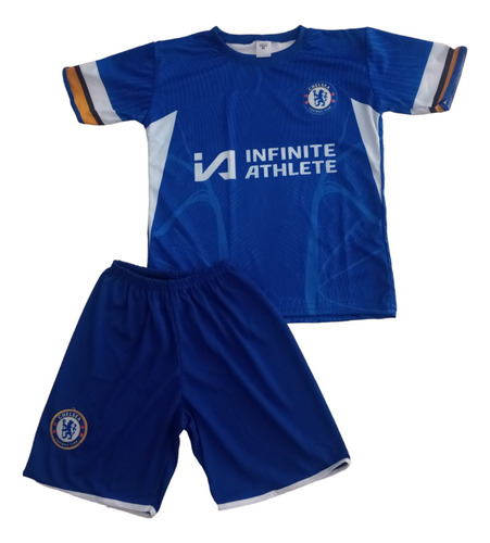 Conjunto Uniforme Infantil Chelsea  Bordado Azul