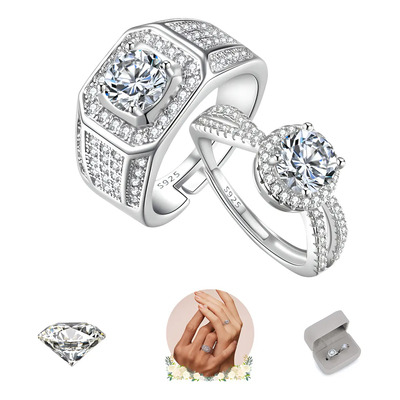 2 Anillo De Compromiso Promesa Para Hombre Y Mujer Plata 925 GOOLUU | MercadoLibre