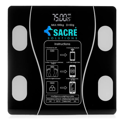 Báscula Digital Corporal Sacré Solutions 180kg Vidrio Negro Medidor Grasa | MercadoLibre