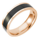 Anillos Titanio Dorado Con Carbono Negro 6mm Italy