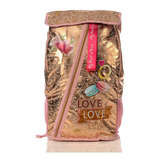Mochila Platica Polinesia Love Love Diamante Rosa Primaria Atm Color Rosa Dorado Diseño De La Tela Estampado