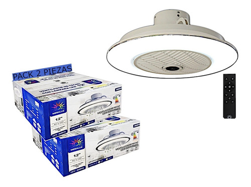 Ventilador Techo Led Control Varios Modos De Luz 2 Piezas