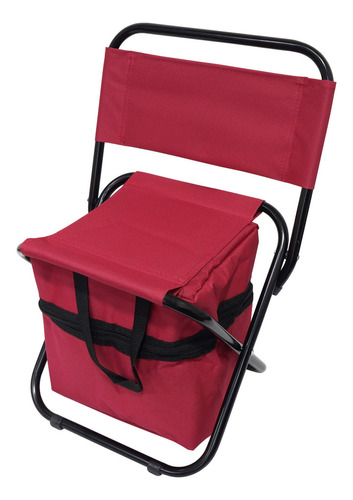 Silla De Camping De Pesca Portátil Plegable Con Bolsillo Rojo