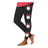 Leggins O Para Mujer Con Estampado De Corazones De Béisbol C