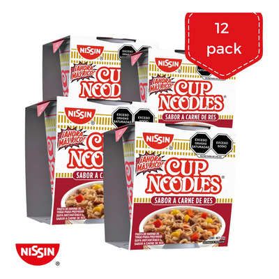 Sopa Nissin Cup Noodles Carne De Res 12 Unidades 64 Grs. | MercadoLibre