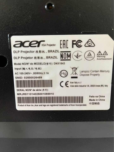 Projetor Acer X1226ah 4000 Lumensdnx1843
