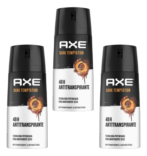 Desodorante Axe Fragancia Dark Temptation 150ml Pack 3 Unds