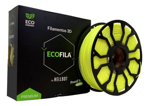 Filamento 3d Ecofila Hellbot De 1.75mm Y 1kg Amarillo Fluo 