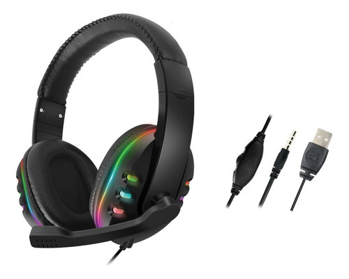 Auriculares Gamer Headset Gm17/18 Rgb Luz 2064196 Shine Color Negro