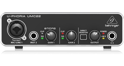 Interface Behringer Umc22 De Audio Usb 2 Canales Interfaz