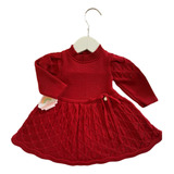 Vestido Tricô Manga Longa Infantil Tricot Bebê Inverno Frio 