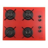 Fogão Cooktop Fornello 4 Bocas Vermelho Mega Chama A Gás