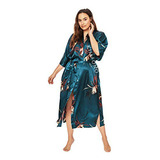 Bata Kimono De Satén Para Mujer, Talla Grande