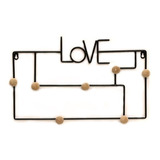 Perchero Love Metalico Con Botones De Madera 7 Perchas