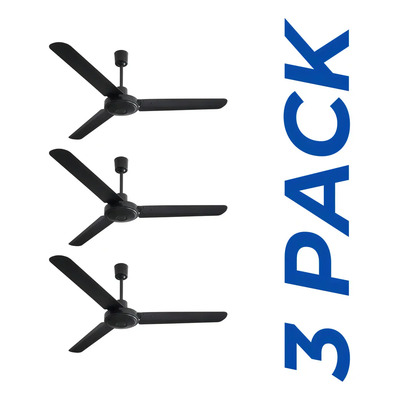 3 Piezas Narvik Ventilador De Techo Industrial De 56 Pulgadas, Aspas De Aluminio, Control De Pared, Potente, Acabado Negro Mate | Meses sin interés