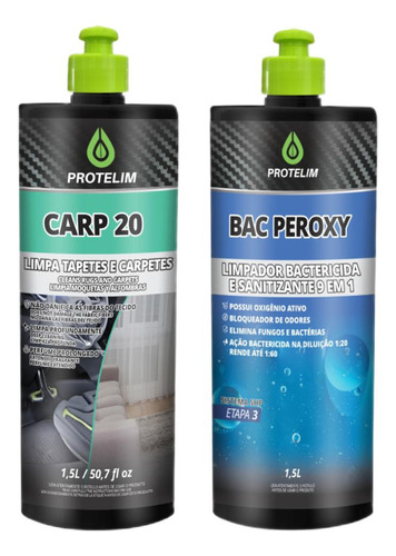 Kit Higienização Protelim Prot Carp 20 + Bac Peroxy 1,5 Lts