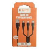 Cabo De Carregamento 3 Em 1 Kd-30 Kaidi 1 Metro