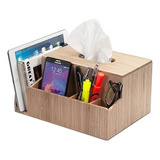 Bamboo Tissue Box Holder Tablet Stand Organizer For