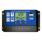 10a Panel Solar Controlador Lcd Regulador De Carga De Baterí