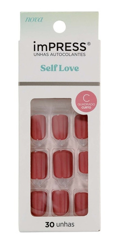 Kiss New York Self Love Unhas Autocolan Quadrado Curto Crush