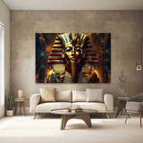 Quadro Esfinge Egito Dourada  100x70 Decorativo Sala Quarto