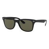 Anteojos De Sol Polarizados Ray-ban Wayfarer Liteforce Standard Con Marco De Liteforce Color Matte Black, Lente Green De Policarbonato Clásica, Varilla Matte Black De Liteforce - Rb4195