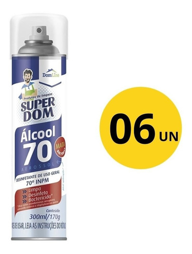 Kit C/6 Álcool Aerosol 70% 300ml