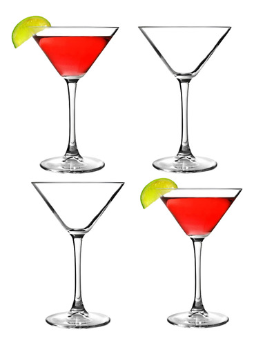 Jogo 4 Taças Dry Martini 220 Ml Vidro Cosmopolitan Drink Bar