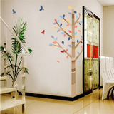 Vinil Decorativo Arbol Hojas Colores Aves Pegatina Pared