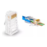 Ficha Rj45 Cat5 Doble Contacto Canalizada Pasante X100 Unid.