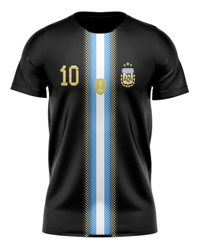 Camiseta Argentina Black 3 Estrellas Talle Especial