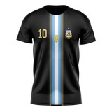 Camiseta Argentina Black 3 Estrellas Talle Especial