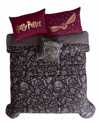 Edredón Harry Potter Matrimonial Vianney 2vista 2funda+cojín