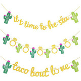 Banner Glitter Fiesta Mexicana 3 Piezas - Amor, Cactus Y Fie