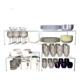 Kit 04 Organizador Armário Cozinha Prateleira 40cm Branco 