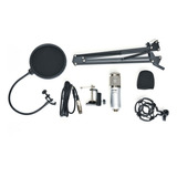 Kit Microfono Condenser Hügel Plateado Soporte Pop Filter 