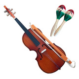 Set Violín Maraquitas Juguete Musical Artesanal Ritmos Niños