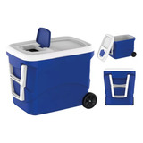 Caixa Termica Cooler Grande Bebidas 50l Azul Com Porta Copos
