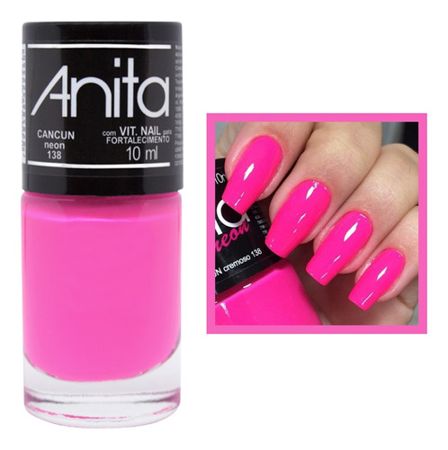 Esmalte Neon Anita Cancun Rosa Pink Cremoso Vegano 10ml