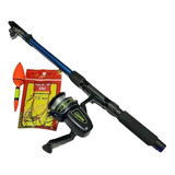 Caña De Pescar Set De Pesca Boya+anzuelos+reel+tanza Oferta!