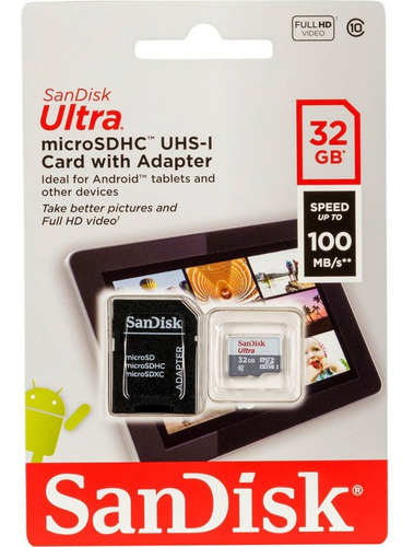 Memoria Micro Sd 32 Gb Sandisk Con Adapt Sd Para Celulares