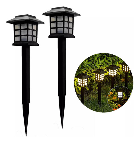 Luminaria Solar Oriental Espeto Balizador Kit 2 Uni Luz Led