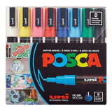 Marcadores Posca Punta Redonda Pc  - 3m Pack X 8 Colores