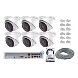 Kit 6 Cámaras Ip Domo 4mp Nvr 8ch Poe 30m Ir 2.8mm 3tb Hiloo