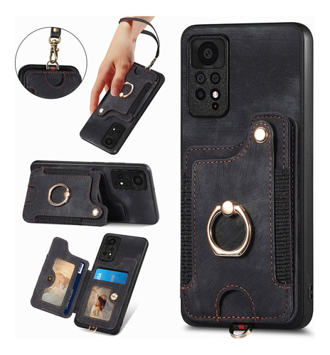 Cards Solt Wallet Ring Holder Funda De Piel For Xiaomi