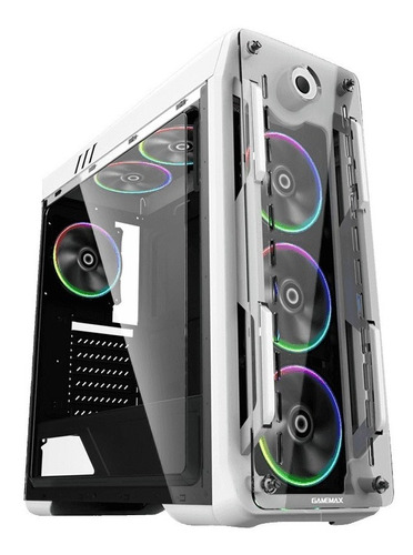 Gabinete Gamer Grande Branco C/ Fan Rgb Transparente Premium