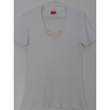 Camiseta Blanca Algodón T. 4 Con Encaje Dama