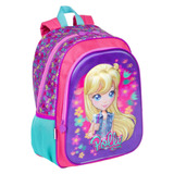 Mochila Polly Pocket Grande 3d 18x Roxa Sestini Costas