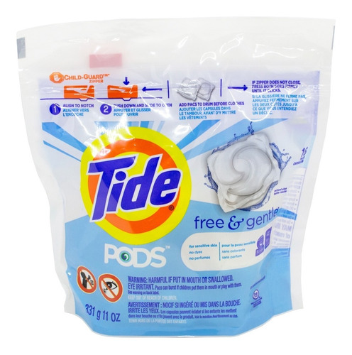 Tide Free Gentle Pods Jabón Ropa Hipoalargenico X16 Local