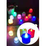 Velas Luz Led Multicolor Pilas Decoración Navidad X6 Und